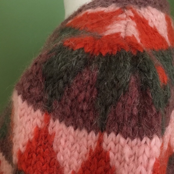 ZARA Pink Purple Puff Shoulder Retro Style Multicolor Sweater - Picture 4 of 10